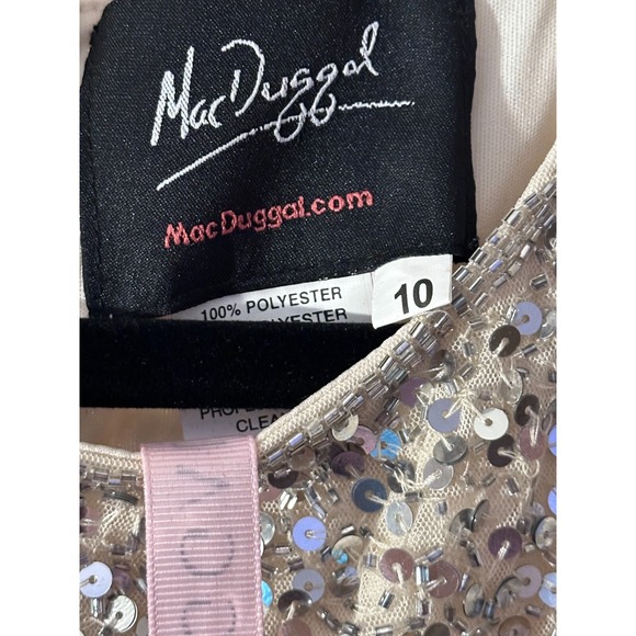 NWT MAC DUGGAL 5526  Silver Nude Sleeveless Sequin Midi Dress Sz 10 Retail $398 - Picture 6 of 8